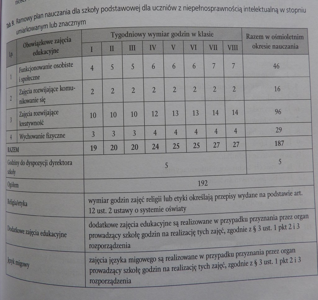 Ramowy plan nauczania dla uczniów z niepełnosprawnością intelektualną w