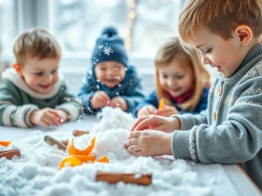 Zimowe ćwiczenia sensoryczne – jak wprowadzić dzieci z ASD w świat zimowych zapachów i&nbsp;tekstur?