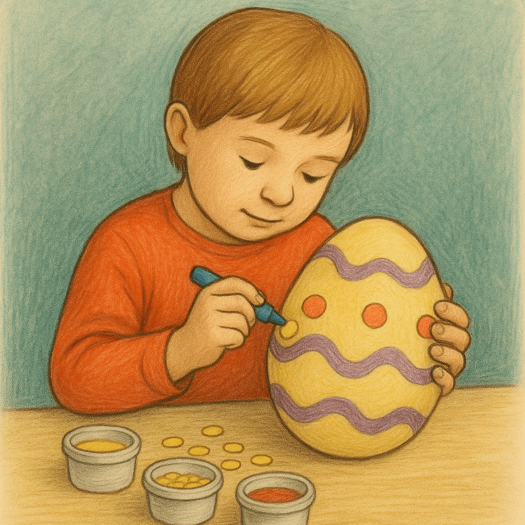 🖐️ Terapia ręki z pisanką – rozwijanie małej motoryki poprzez ozdabianie, naklejanie,&nbsp;zgniatanie