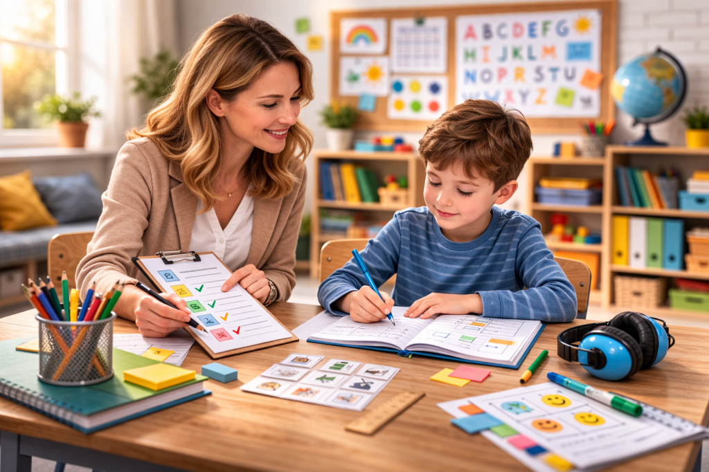 Przykładowa ocena opisowa ucznia z autyzmem (klasy 1–3): bank zwrotów do kopiowania + przykłady&nbsp;zapisów