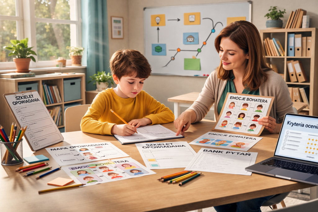 4️⃣ Narracja szkolna a wypracowania: jak wspierać ucznia z ASD w pisaniu&nbsp;opowiadań?