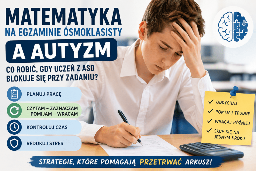 Matematyka na egzaminie ósmoklasisty a autyzm: co robić, gdy uczeń z ASD blokuje się przy&nbsp;zadaniu?