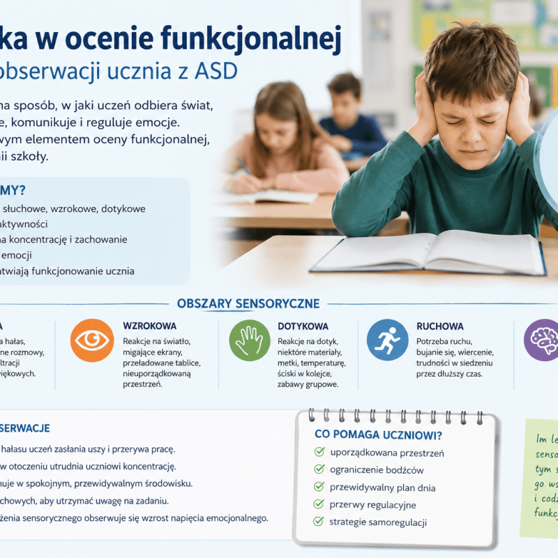 Sensoryka w ocenie funkcjonalnej – przykłady obserwacji ucznia z ASD do WOPFU, IPET i PPP&nbsp;(2026)