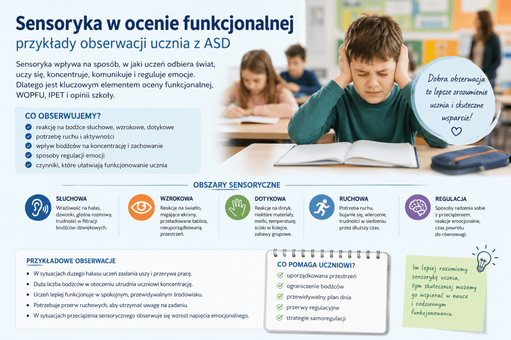 Sensoryka w ocenie funkcjonalnej – przykłady obserwacji ucznia z ASD do WOPFU, IPET i PPP&nbsp;(2026)