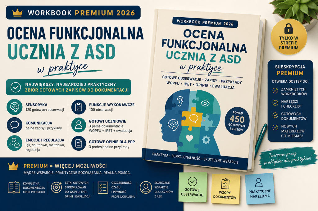 📘 WORKBOOK PREMIUM ASD 2026 Ocena funkcjonalna ucznia z ASD w&nbsp;praktyce